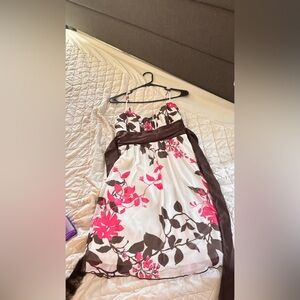 Speechless White Dress with Pink and Brown Floral Design